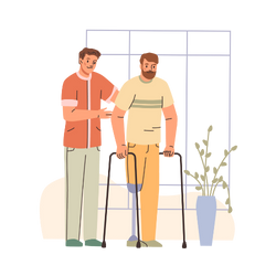 experiencia ilustración fisioterapeuta con paciente