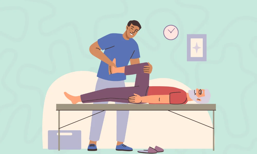 ilustracion_fisioterapeuta Ilustración de fisioterapeuta dando un masaje a un paciente